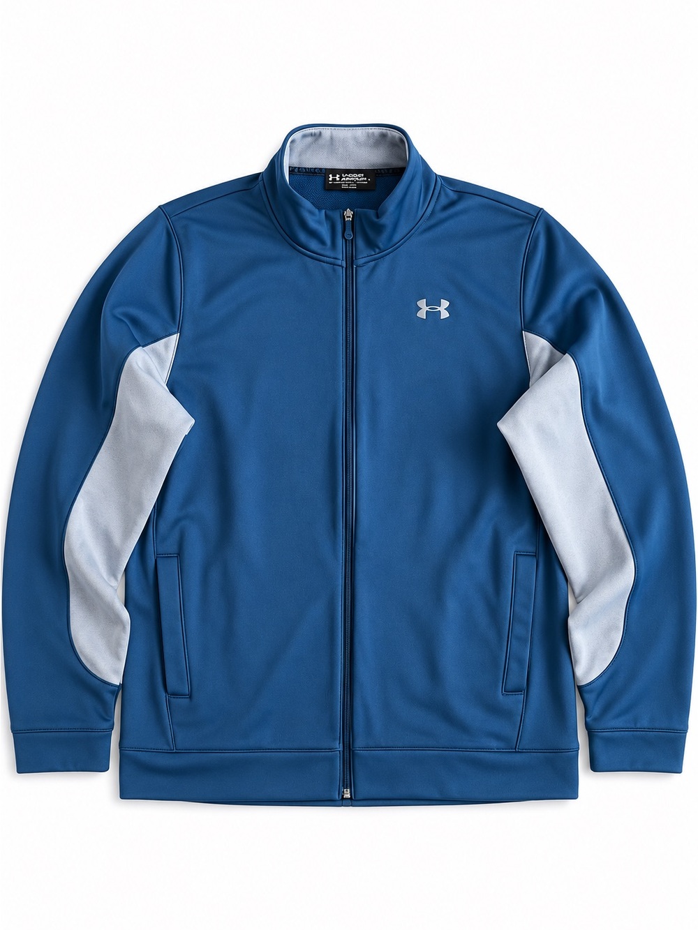Under Armour Fleece Lined Track Jacket Lightweight Blue Full Zip Athletic XL